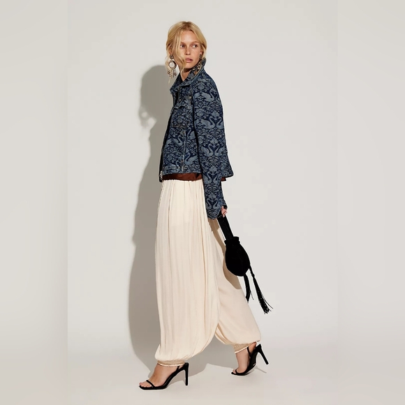 🪷NWT Free People FP Intimately Sleepover Crush Balloon Pant, Toasted Eggnog L - Picture 2 of 7